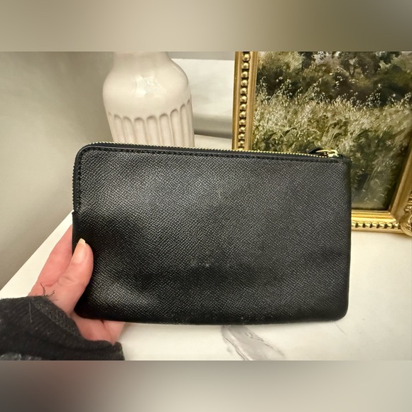 Coach Black Pebbled Leather Wristlet - Picture 6 of 7